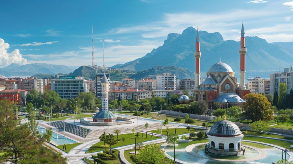 Vista panorámica de Tirana mostrando lugares emblemáticos, perfecta para explorar qué ver en Tirana en 2 días