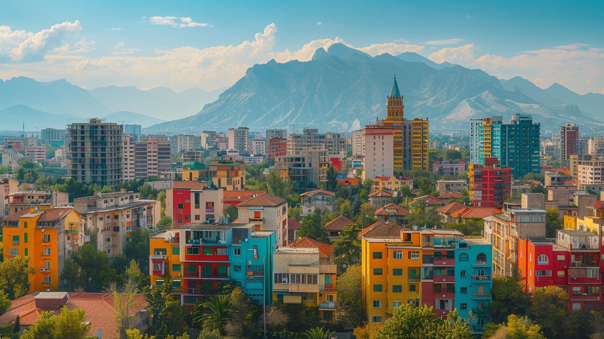 Vista panorámica de Tirana mostrando lugares turísticos populares, ideal para descubrir qué ver en Tirana