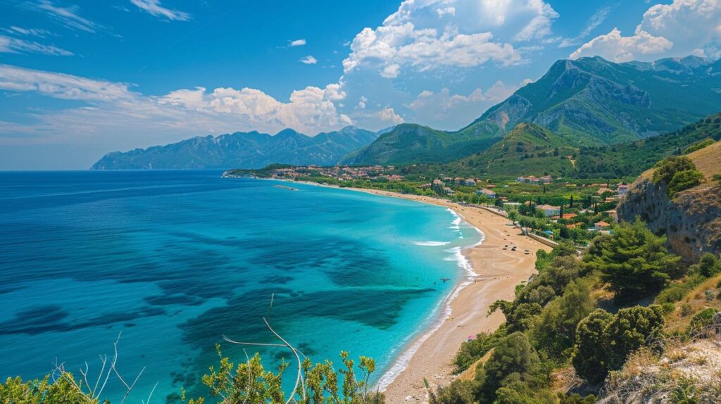 Paisaje de las impresionantes costas de Albania, ideal para viajar a Albania y descubrir sus bellezas naturales