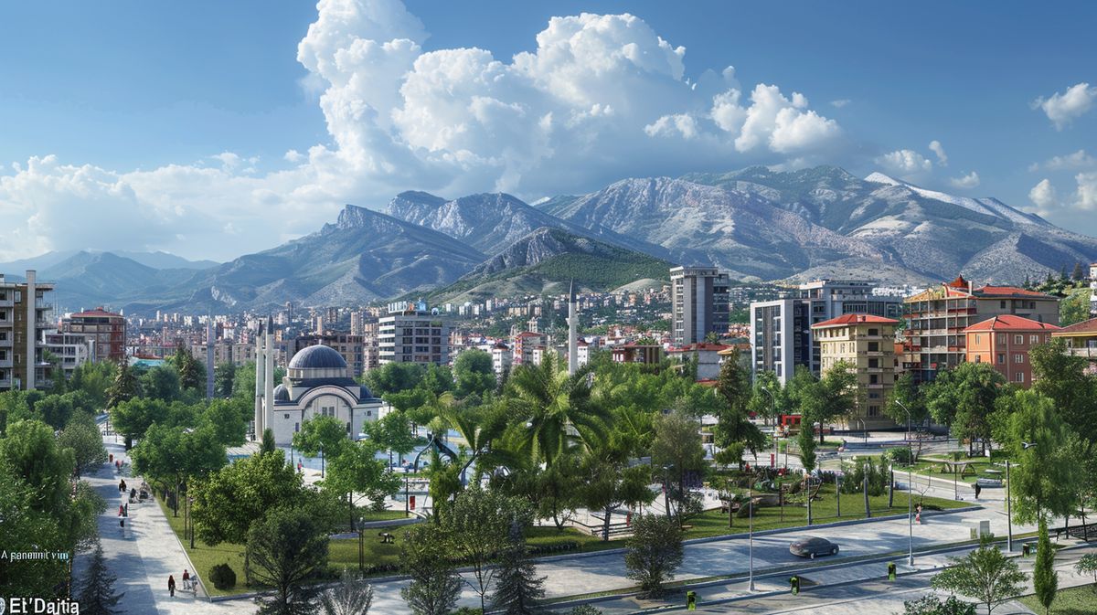 Vista panorámica de Tirana mostrando lugares turísticos populares, ideal para descubrir qué ver en Tirana