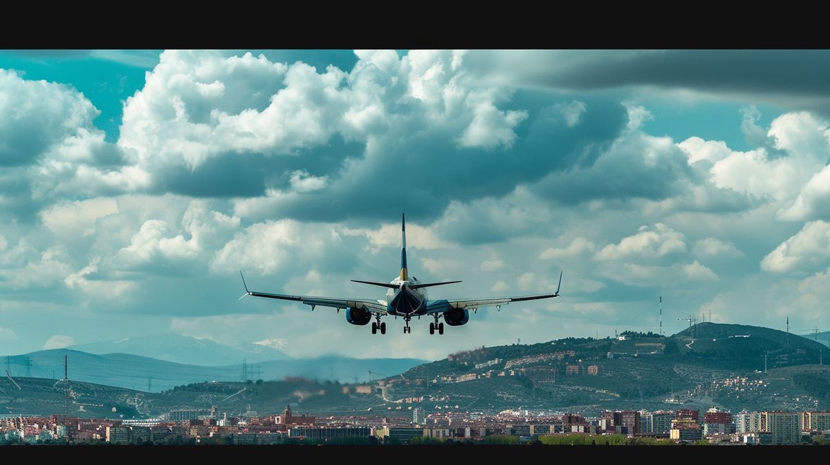 Avión despegando para un vuelo Madrid Albania en un día soleado