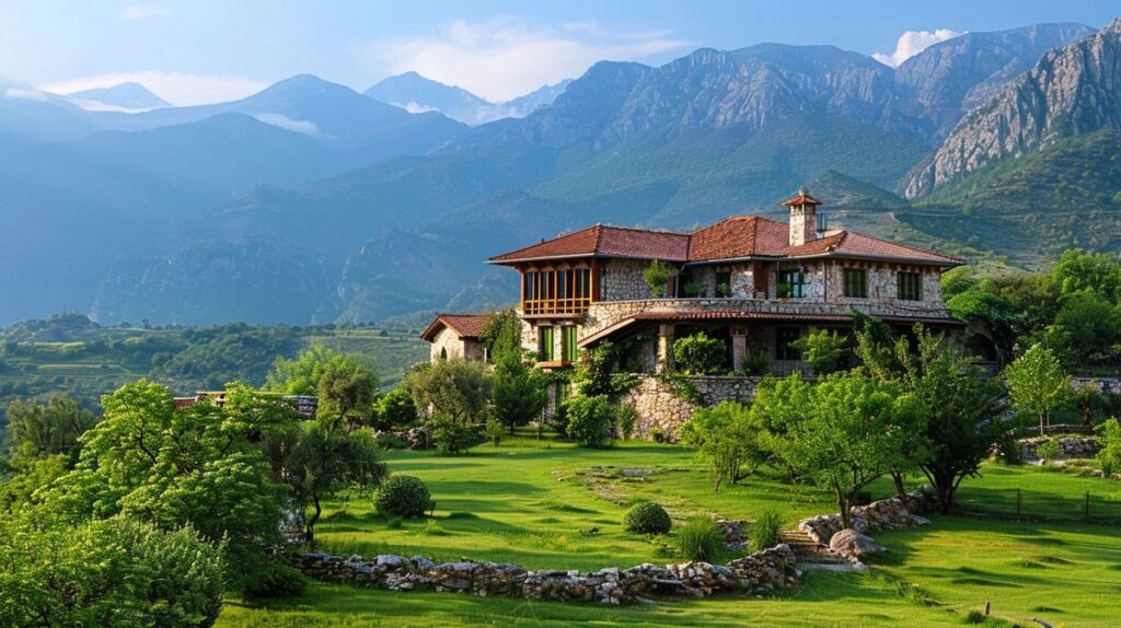 Imagen de un paisaje natural con montañas al fondo y un lago cristalino en primer plano