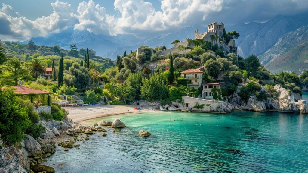 Vista panorámica de la costa de Albania, mostrando lugares turísticos populares qué ver en Albania