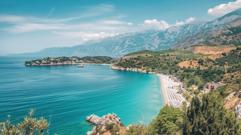 Vista panorámica de la costa de Albania, ideal para quienes desean viajar a Albania y explorar sus hermosos paisajes naturales