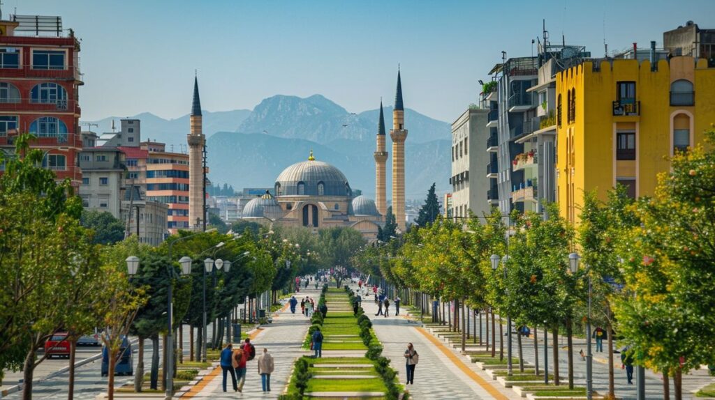 Grupo de turistas disfrutando de excursiones desde Tirana en un paisaje montañoso