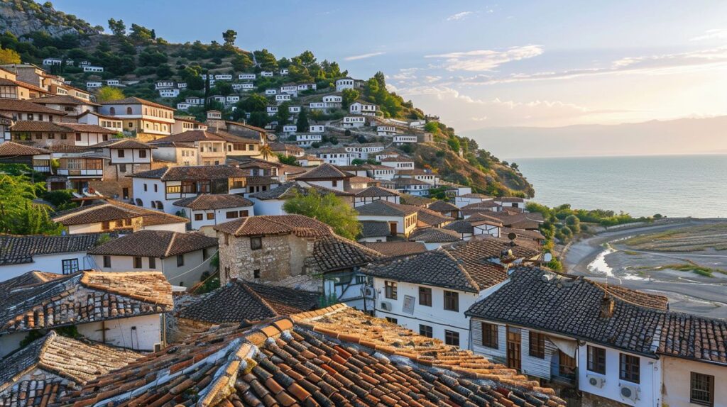 Imagen de un paisaje natural con montañas al atardecer y cielo colorido