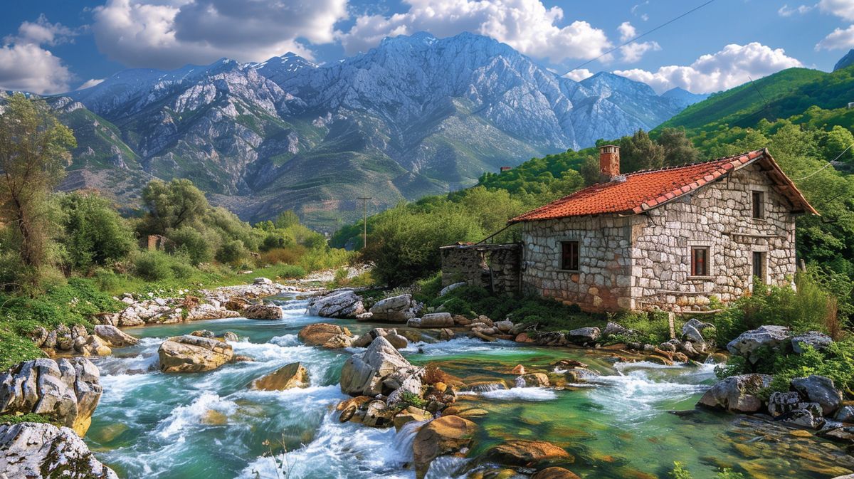 Vista panorámica de las montañas en Albania, mostrando destinos Albania imprescindibles para turistas