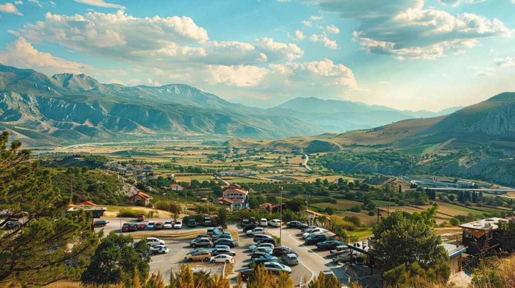 Vista panorámica de la carretera en Albania, ideal para explorar dónde alquilar coche en Albania