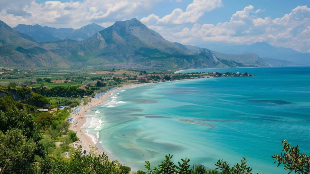 Vista panorámica de la costa de Albania, destacando el turismo y la belleza natural del país