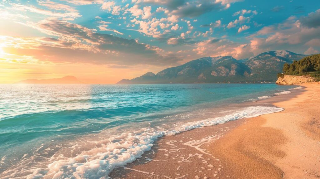 Vista panorámica de las hermosas playas de Albania, mostrando la arena blanca y aguas cristalinas